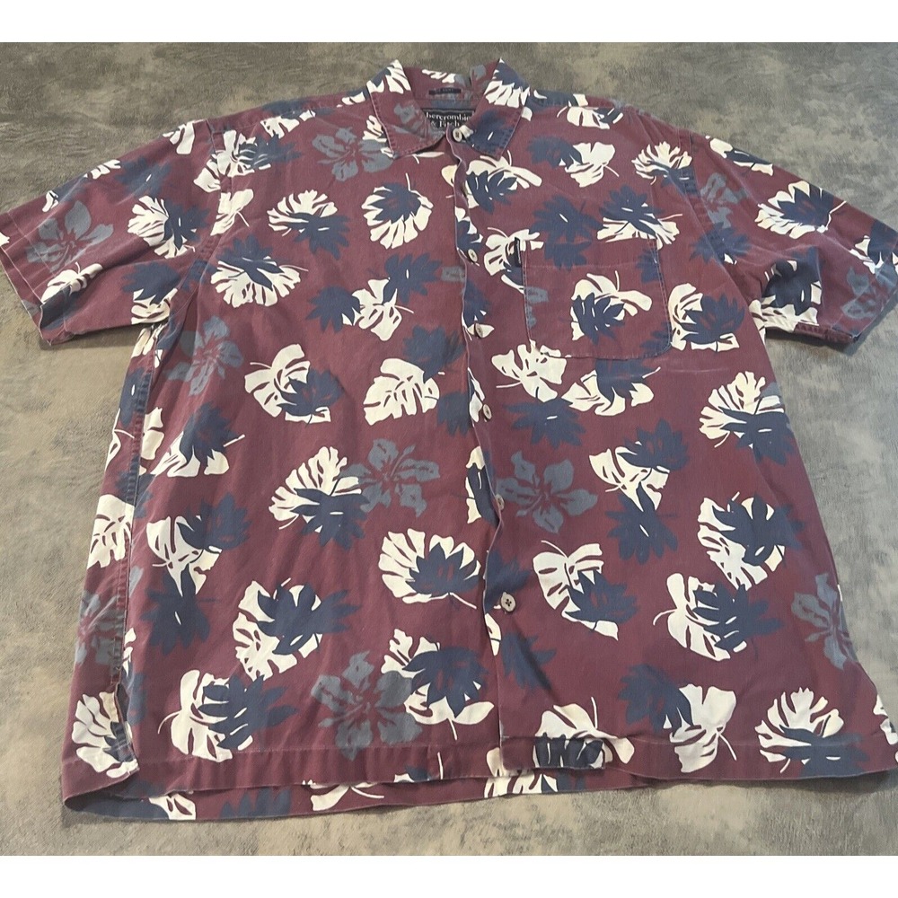 Abercrombie & Fitch BIG Shirt Men's M Burgundy Hawaiian Oversized Baggy VTG Fade